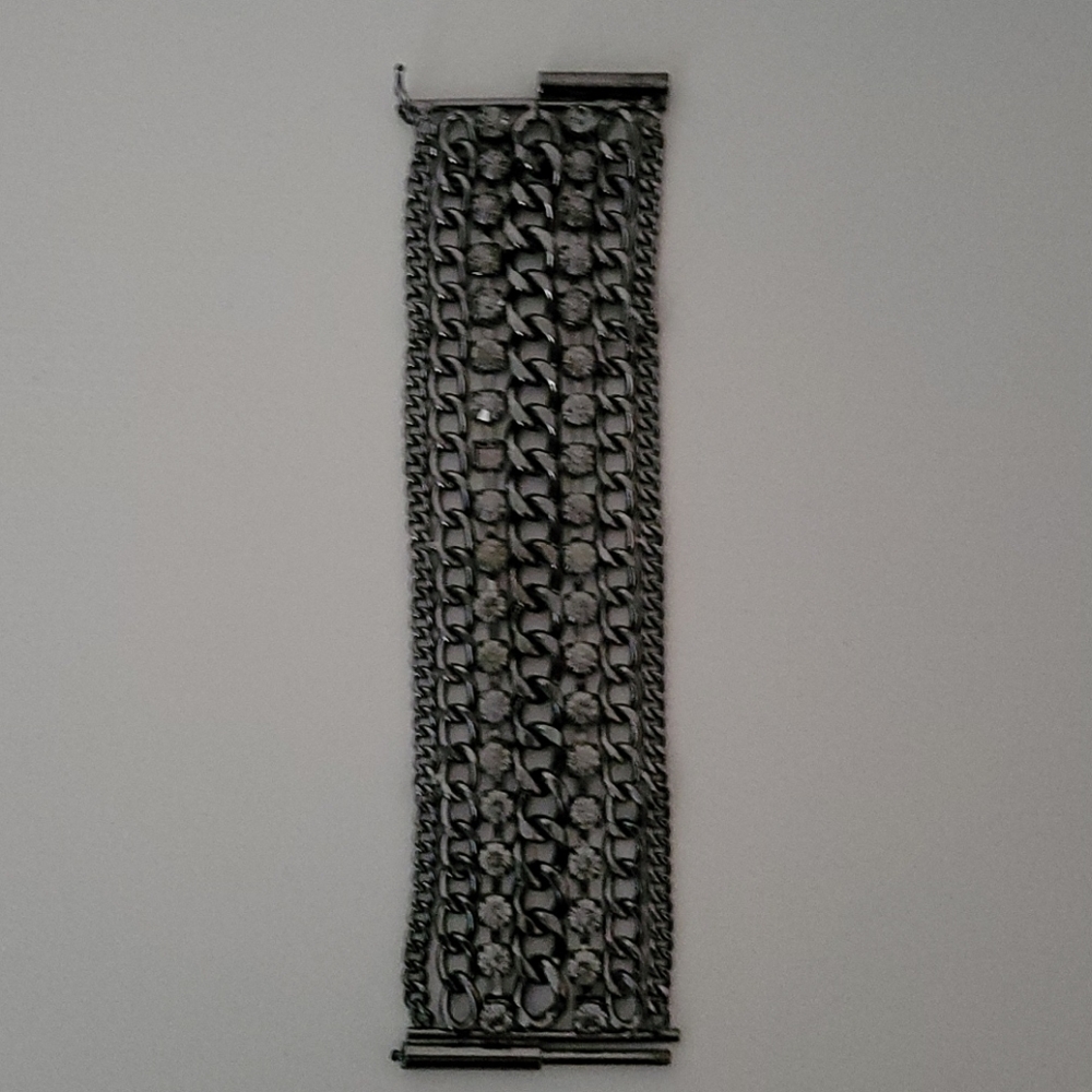 Dark Grey Bracelet with Rhinestones